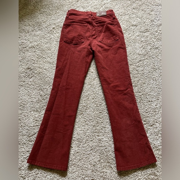Madewell Cali Demi Boot Red Cropped Corduroy Pants Jeans Size 23 Button Front - Picture 10 of 11